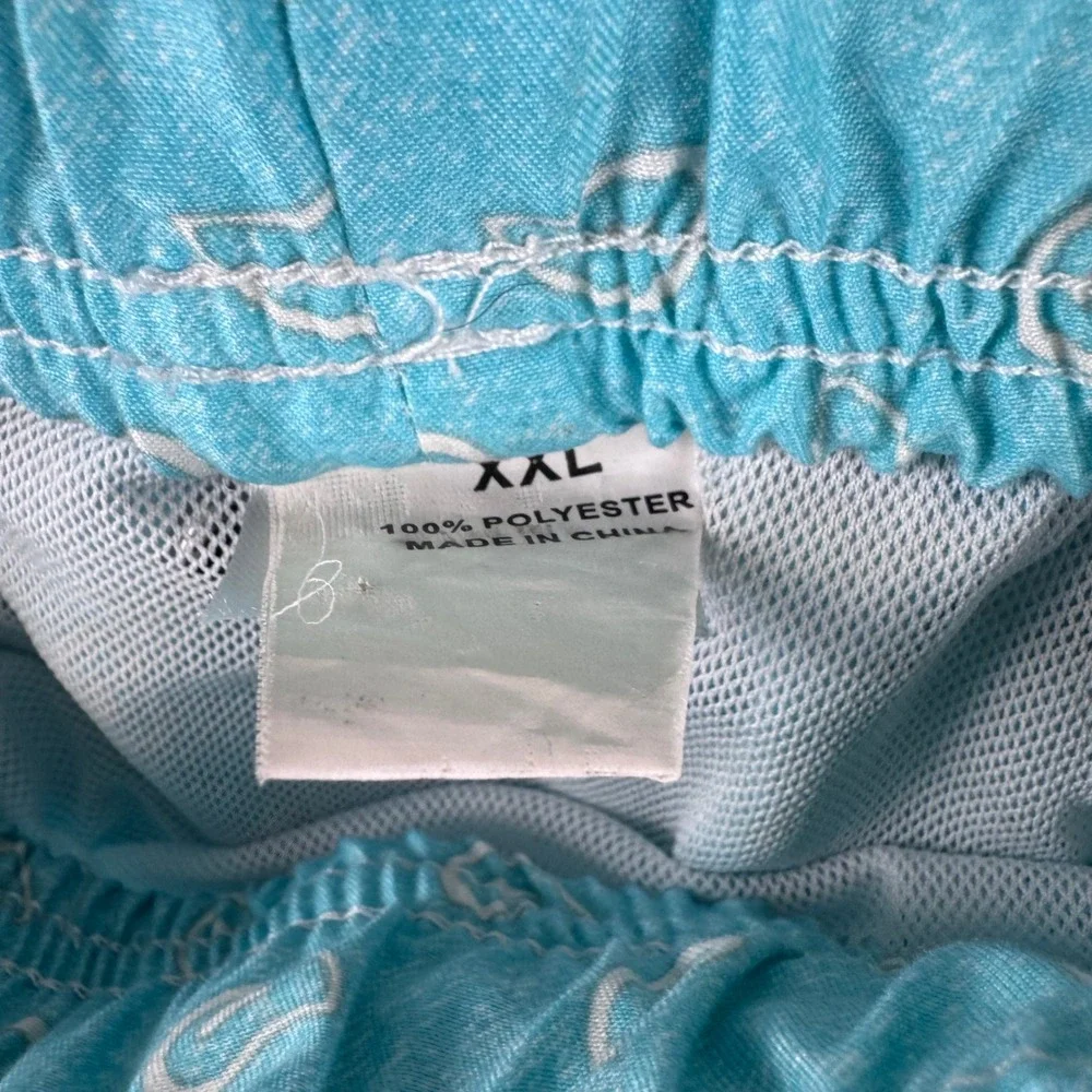 Peter Millar Mens XXL Teal Paisley Swim Trunks Mesh Lined Drawstring Shorts - Picture 3 of 8